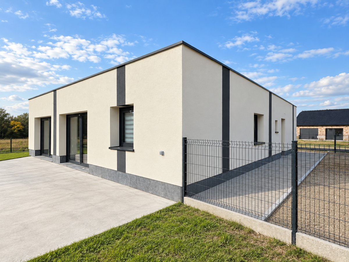 Maison isolée avec bandeaux anthracite