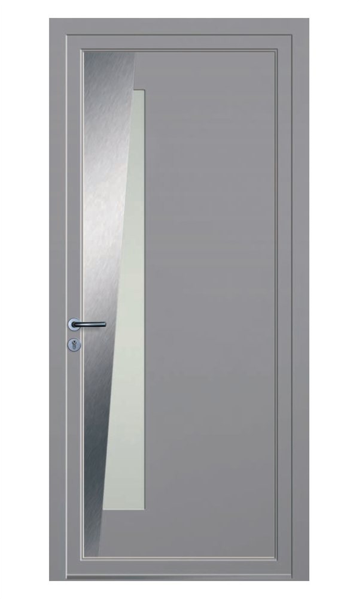 Porte d'entrée Arsène — Insert inox et vitrage dépoli