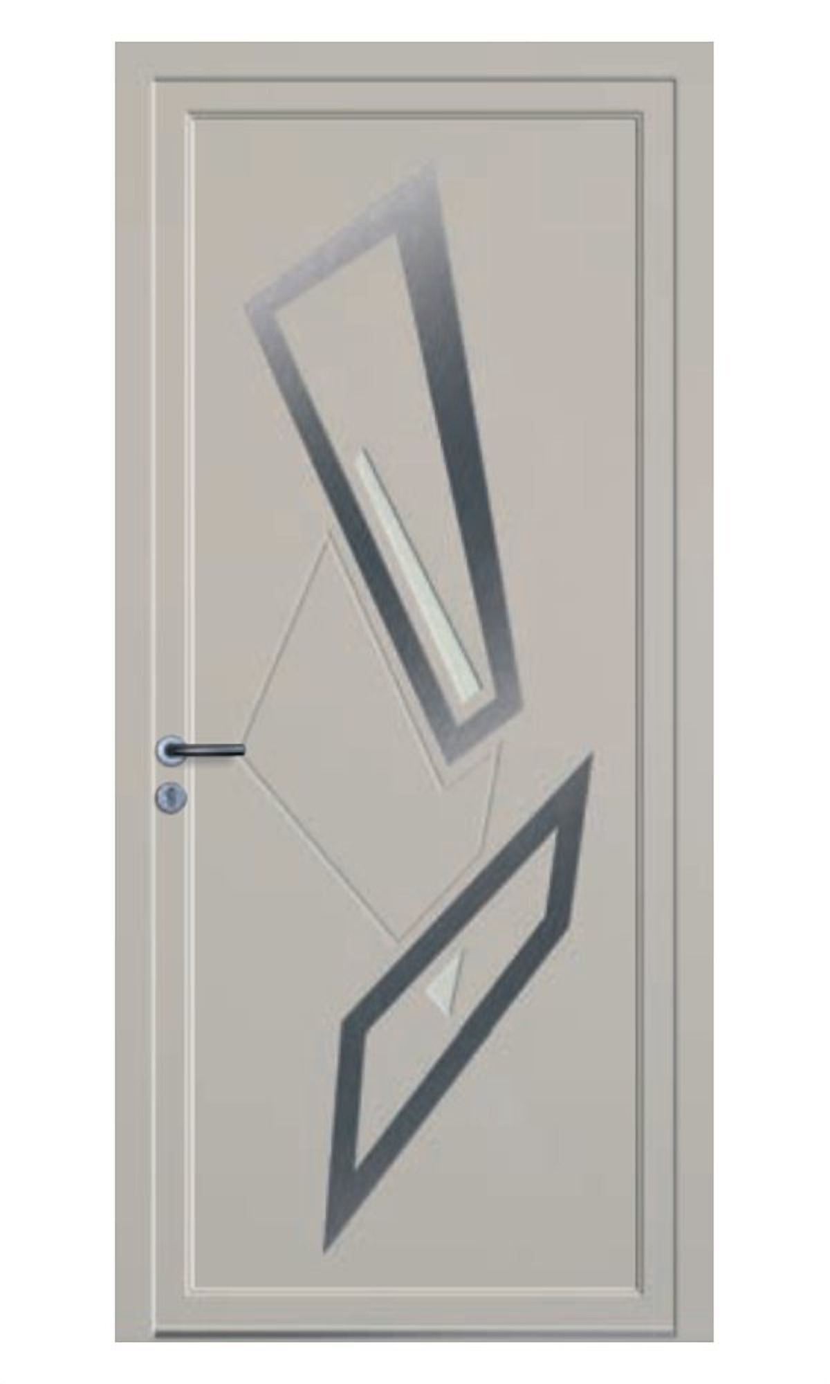 Porte d'entrée Hector — Insert inox, rainurage et vitrage dépoli