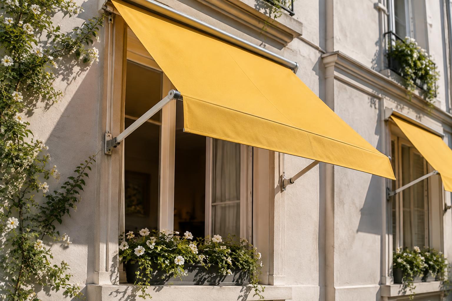Inspiration de bannette jaune ocre sur une maison de ville
