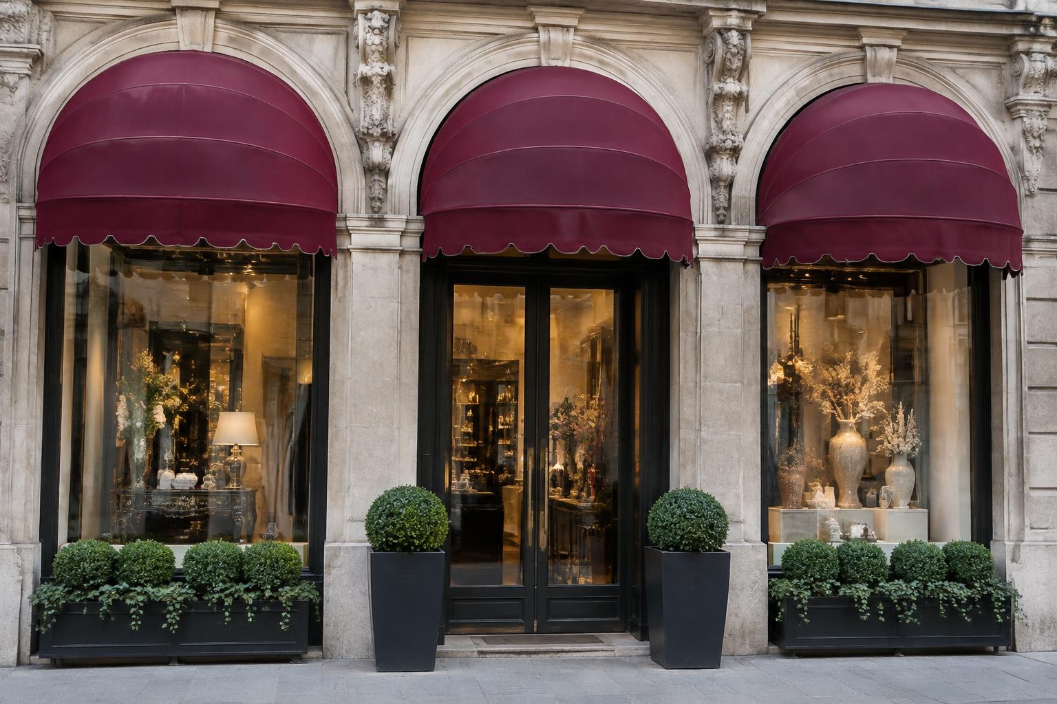 Inspiration de stores corbeilles bordeaux sur une devanture