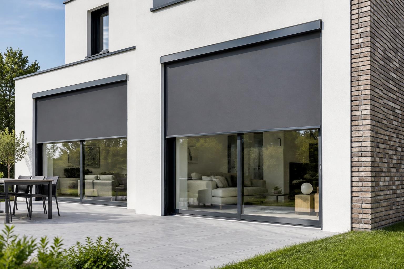 Inspiration de stores verticaux ZIP anthracite sur de grandes baies