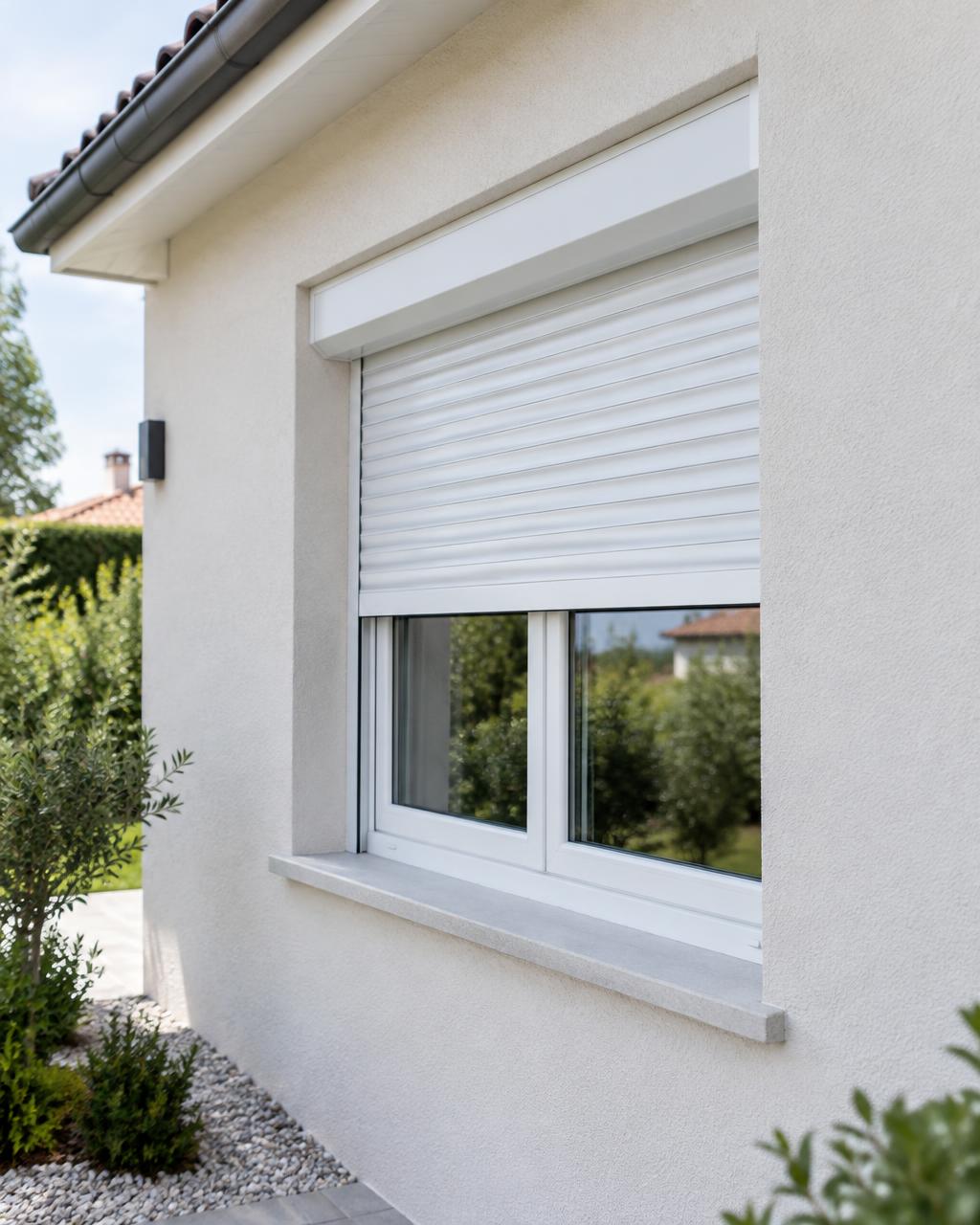 Fenêtre blanche avec volet roulant monobloc intégré